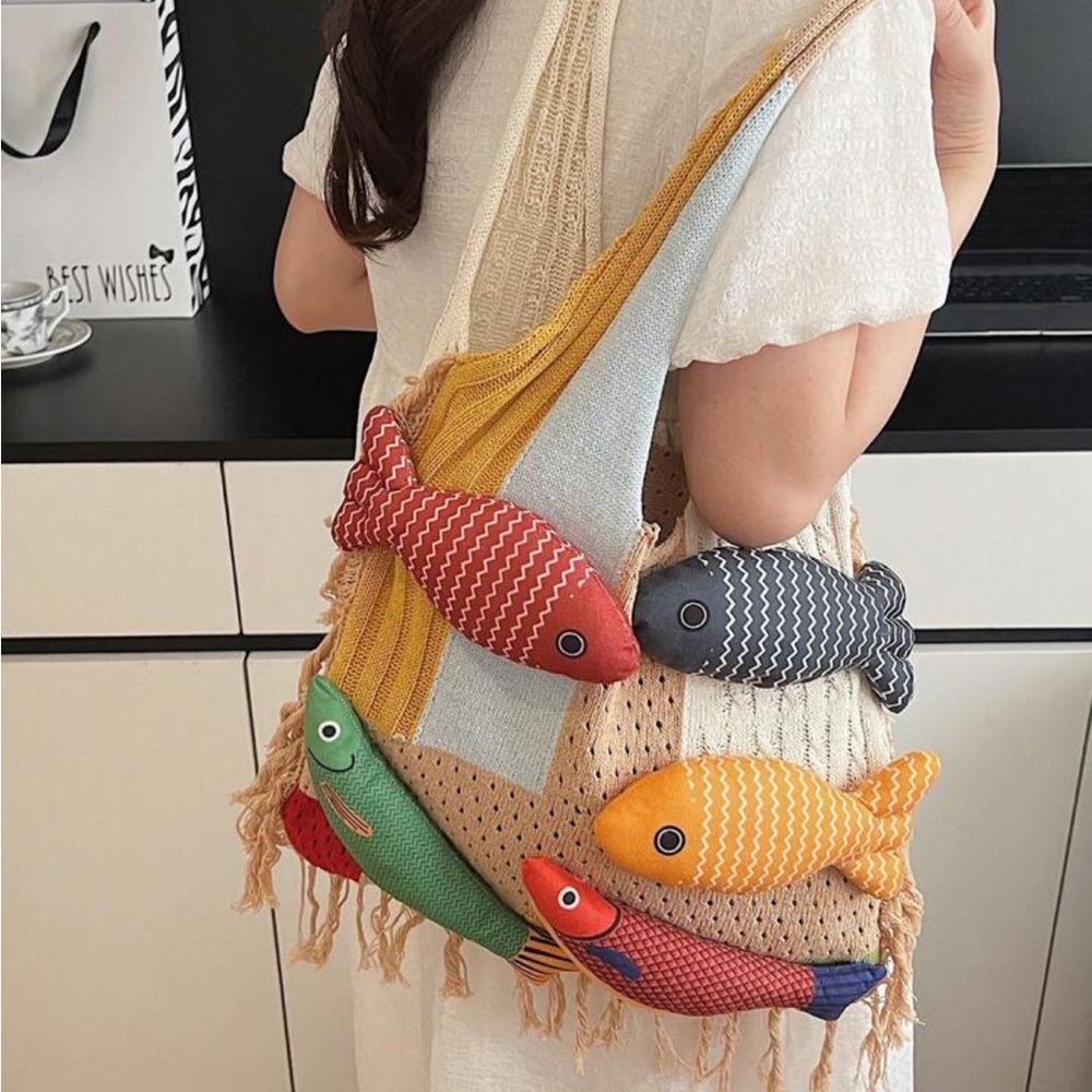 Crochet Bag with Fishes - Picture 3 of 4